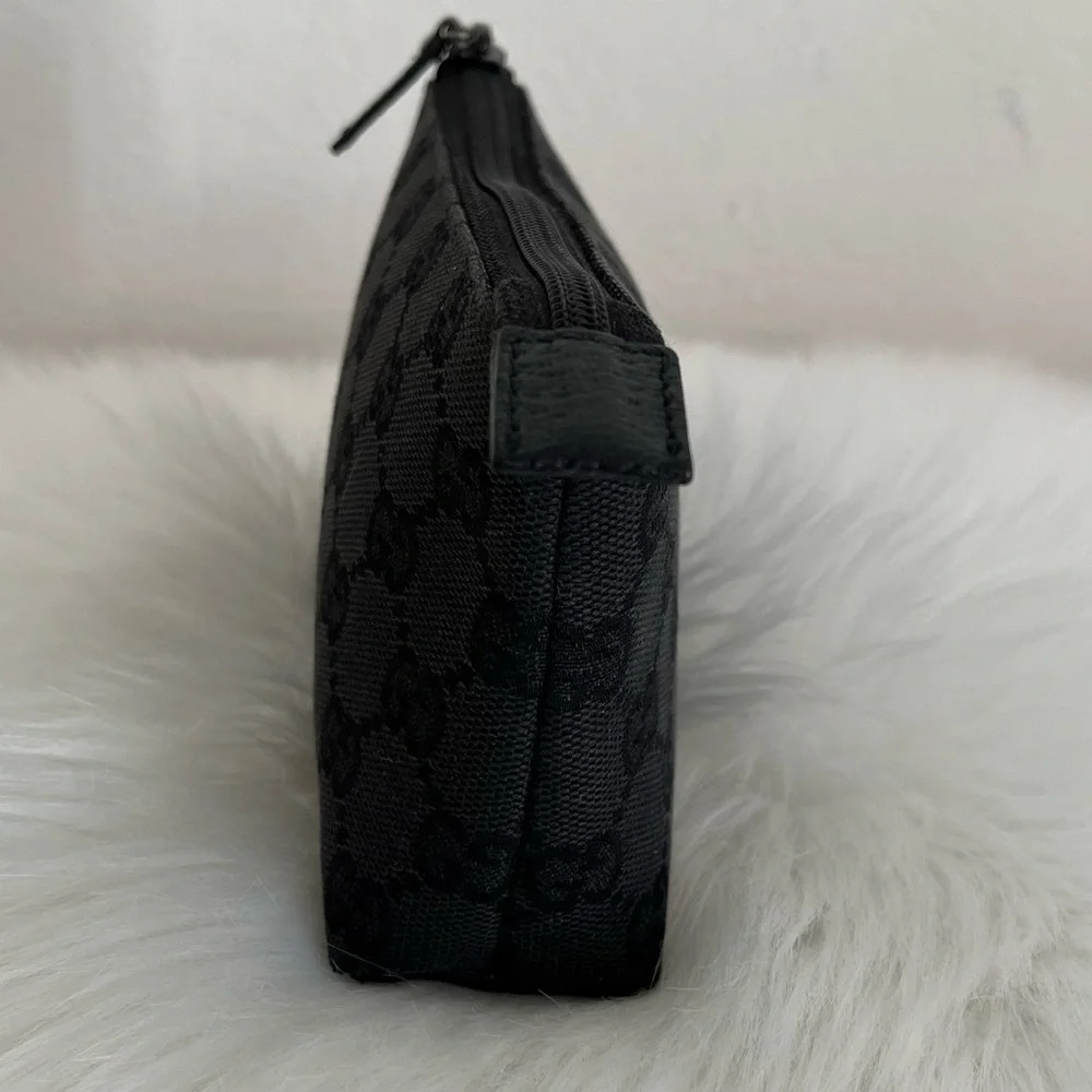 Gucci GG Black Monogram Cosmetic Pouch Italy